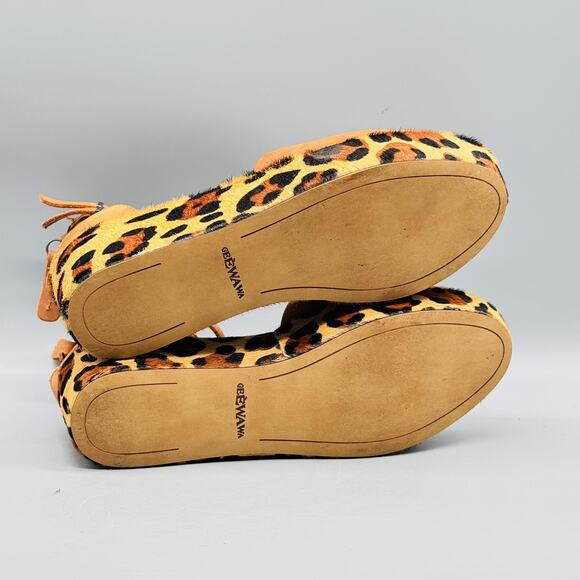 Gee Wawa Shoes Womens 8.5 Brown Leather Brady Calf Hair Platform Wedge Sandals - Picture 9 of 12